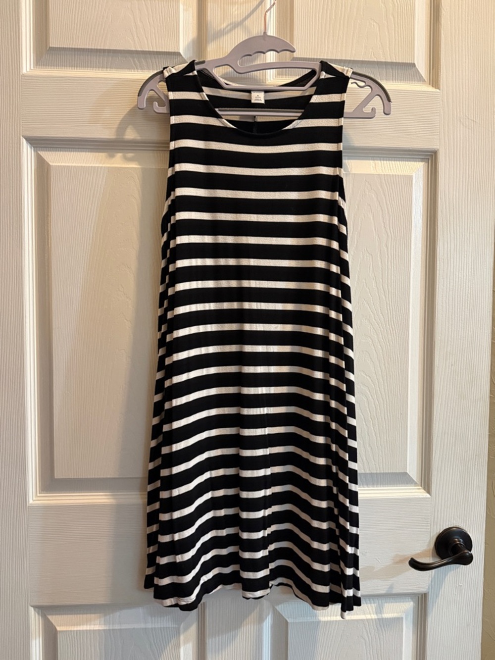 Old Navy Black & White Striped Tank Mini Dress